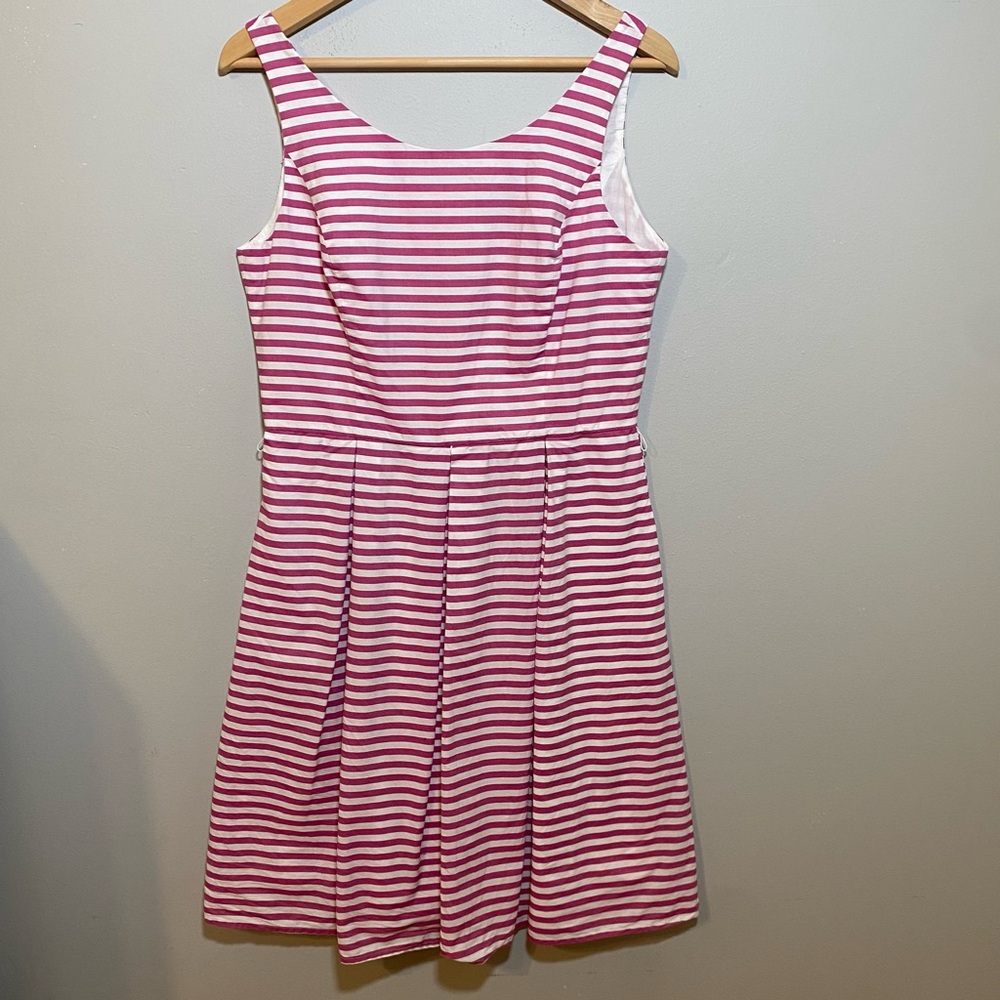 Jones New York Berry Pink and White Striped Dress a line, knee length size 10